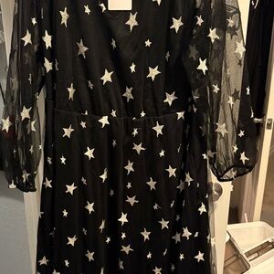 197- NWT BloomChic Black Dress with Silver Stars